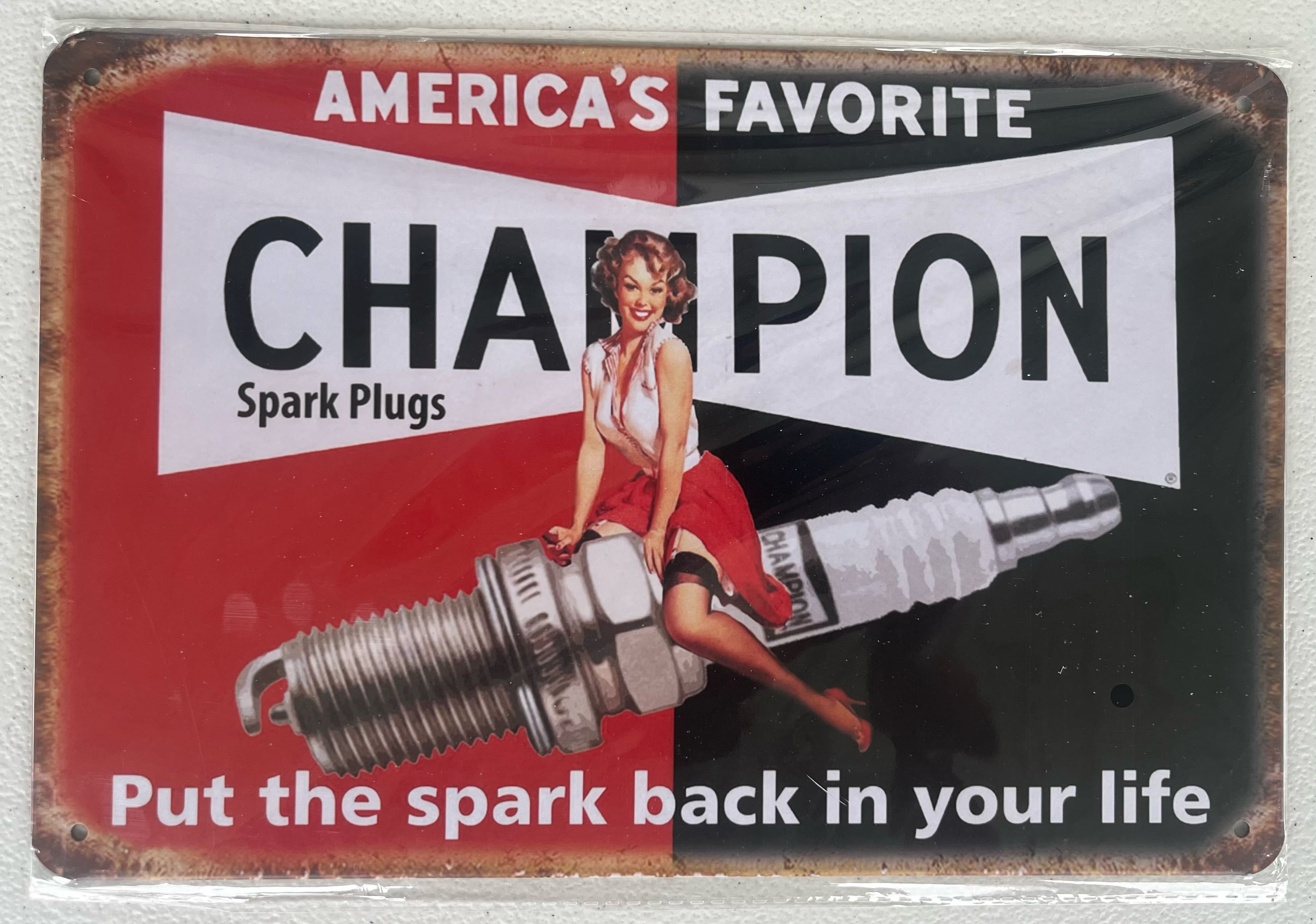 Champion "America's Favorite" 12x8 inch metal sign